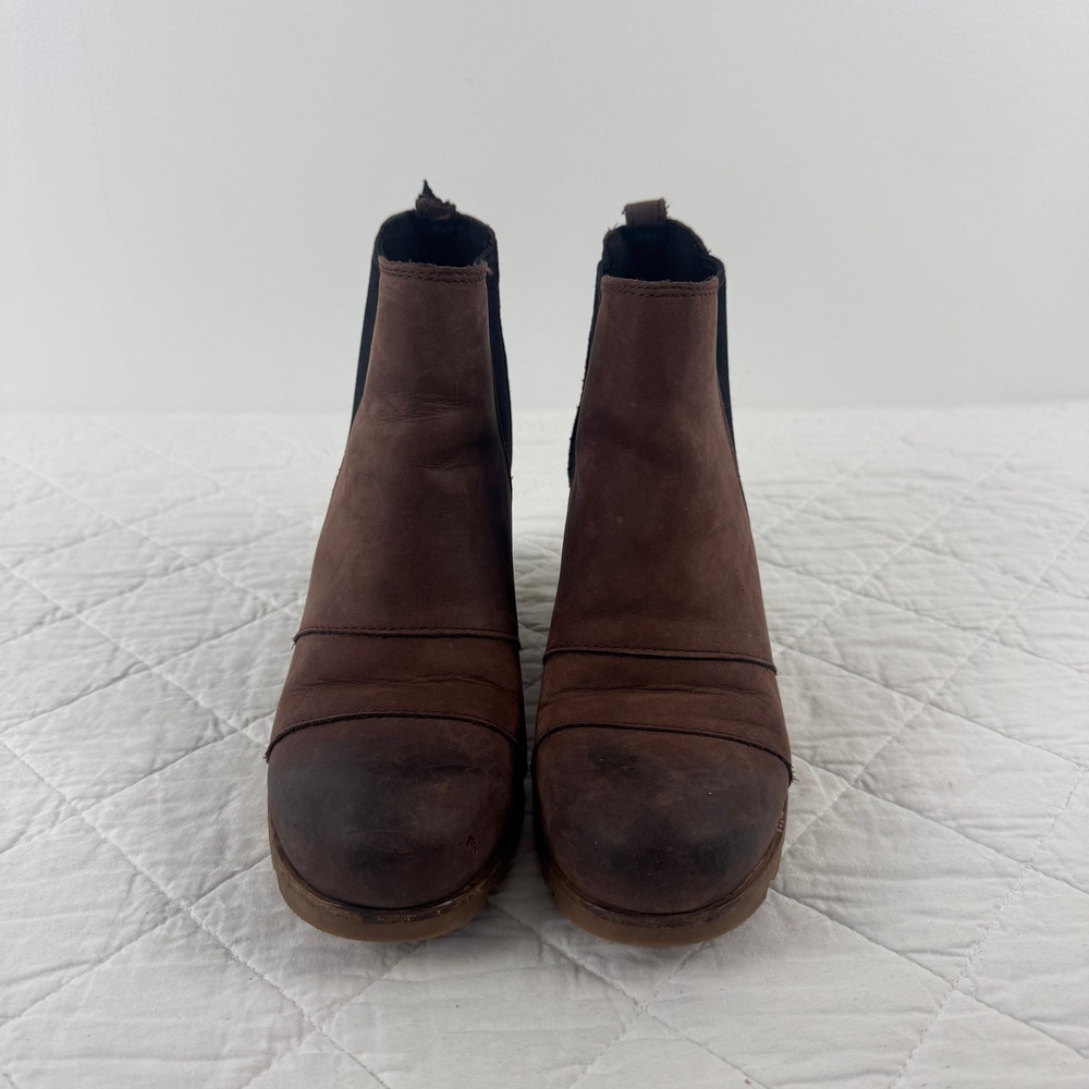 Sorel Lea Wedge Boots Burgundy Leather Chelsea Ankle Boot NL2704-628 Womens 7.5 - Picture 2 of 10